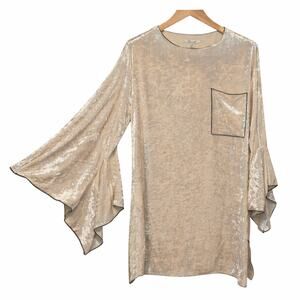 Sensemill Mini Dress Womens Size Medium Crushed Velvet Champagne Bell Sleeve NWT